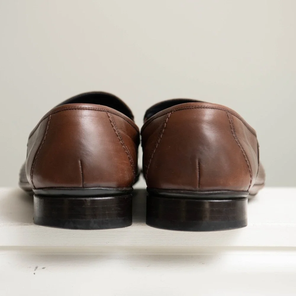 Mezlan Designer Dress Shoes Sz 13 Brown Woven Leather Bit Loafers $475 Luxury